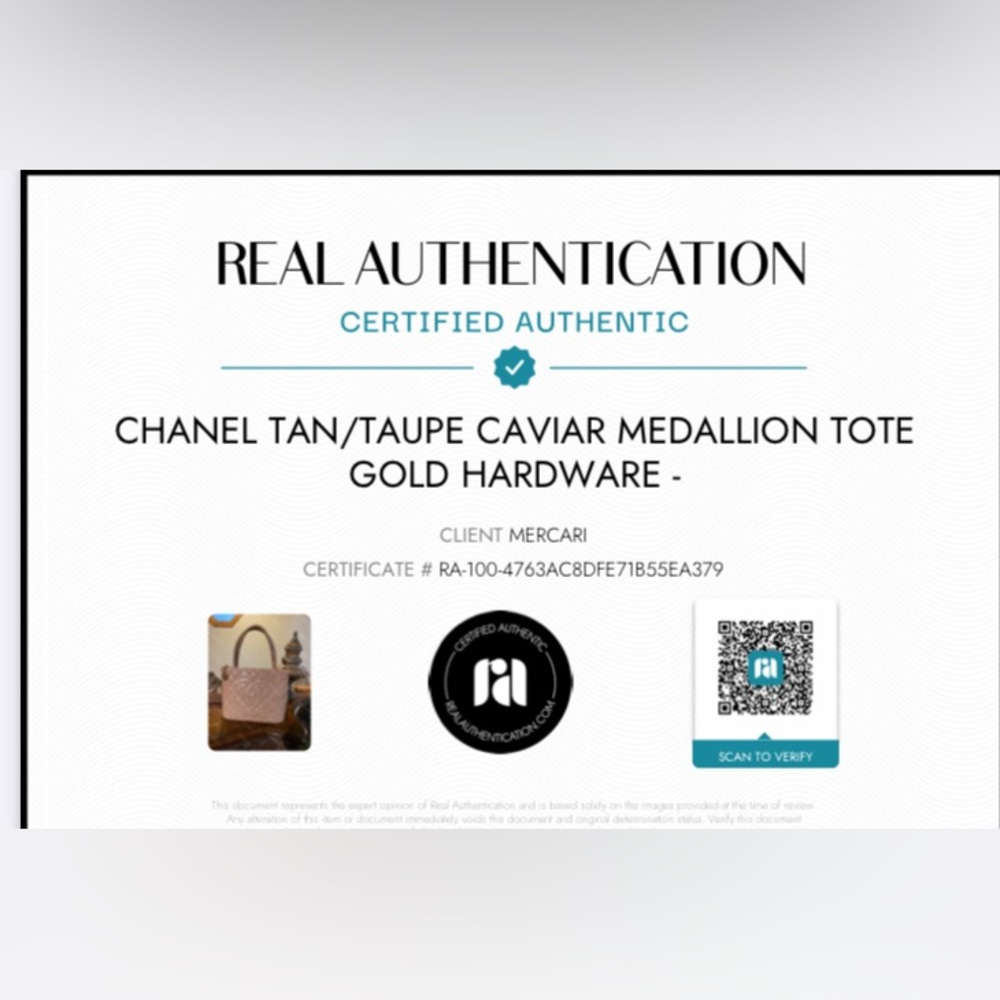 Chanel Tan/Taupe Caviar leather (vintage) Medallion Tote: Gold Hardware-COA - Picture 11 of 11